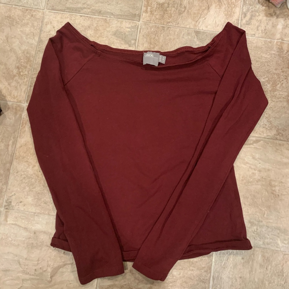 ASOS Off The Shoulder Top Deep Red size 4
